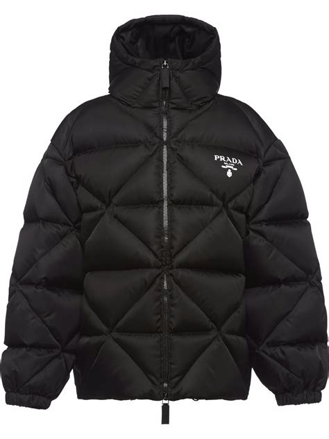 prada quilted ripstop hooded down jacket|prada re nylon down jacket.